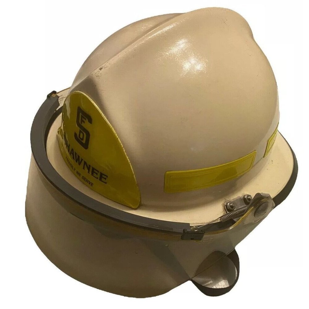 Vintage Morning Pride Lite Force IV Firemen Helmet Firefighter W/ Visor Shawnee